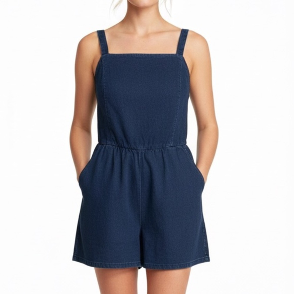 Old Navy Blue Shorts Romper with Pockets Medium Petite